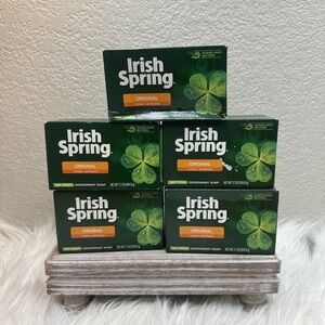 $29 🌙 NEW in Box 5 Bars IRISH SPRING Original Bars Soap NO LINSEED Old Formula